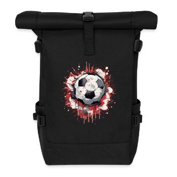 Fußball Ball - Rolltop Rucksack - Schwarz - Vorne