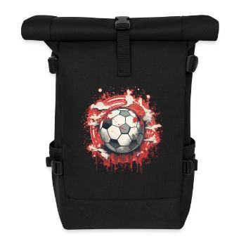 Fußball Ball - Rolltop Rucksack - Schwarz - Vorne