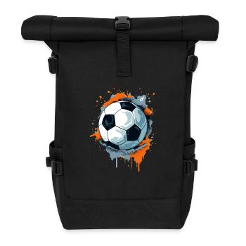 Fußball Ball - Rolltop Rucksack - Schwarz - Vorne