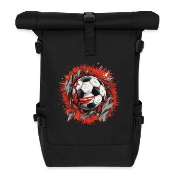 Fußball Ball - Rolltop Rucksack - Schwarz - Vorne