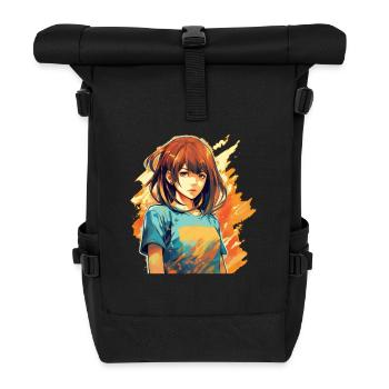 Anime Girl - Roll Top Backpack - black - Front
