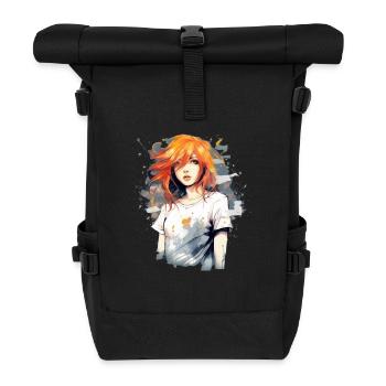 Anime Girl - Roll Top Backpack - black - Front