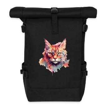 Katze - Rolltop Rucksack - Schwarz - Vorne