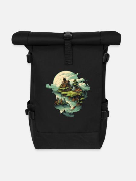 Landschaft - Rolltop Rucksack - Schwarz
