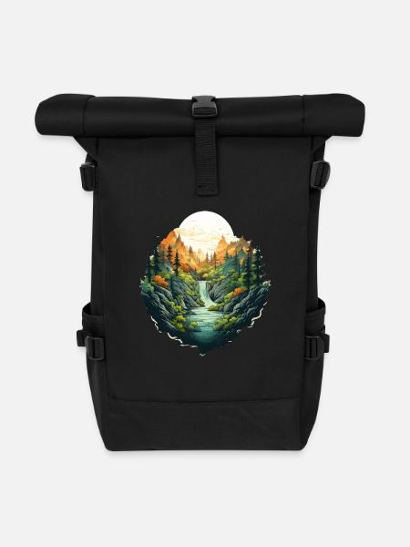 Landschaft - Rolltop Rucksack - Schwarz