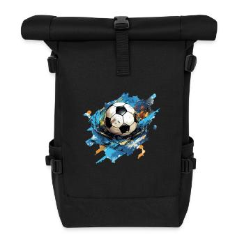 Soccer Ball - Roll Top Backpack - black - Front