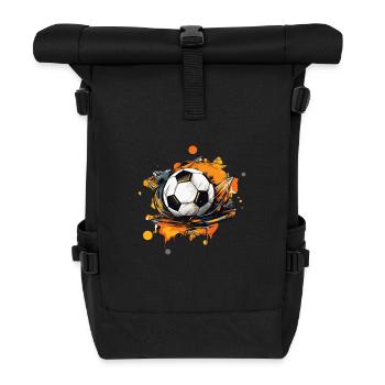 Soccer Ball - Roll Top Backpack - black - Front
