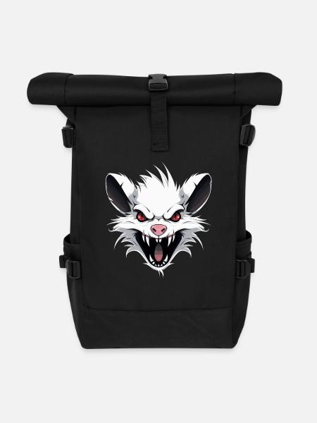 Weiße Punk Ratte - Rolltop Rucksack - Schwarz