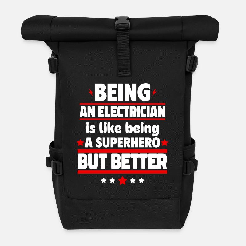 Elektriker sein ist besser als ein Held - Rolltop Rucksack - Schwarz