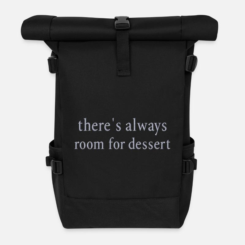 Statement Dessert bestickt - Rolltop Rucksack - Schwarz