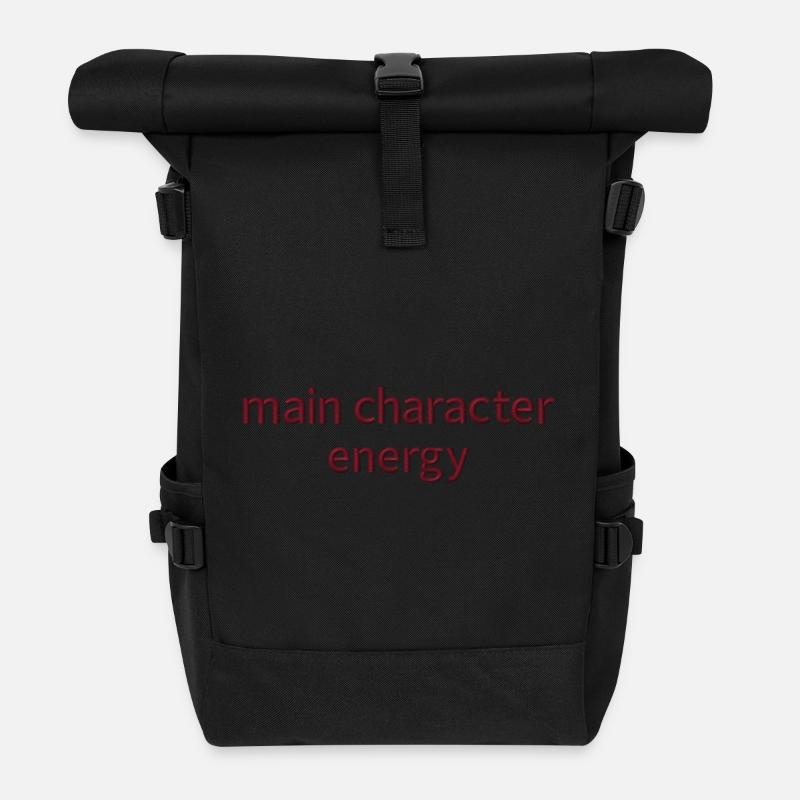 Statement Spruch bestickt - Rolltop Rucksack - Schwarz