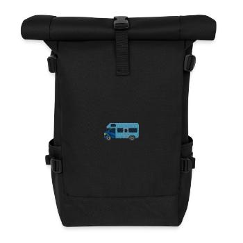 Camping-car brodé - Sac à dos roll top - noir - Devant