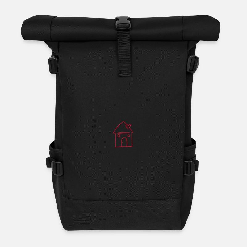 VDay House red - Roll Top Backpack - black