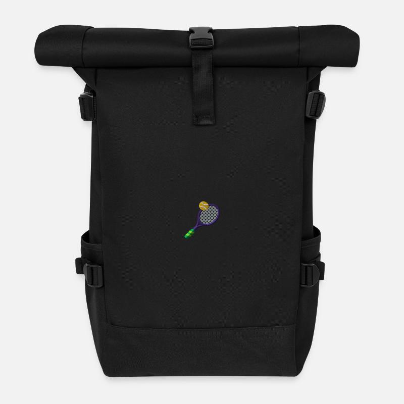 Tennisschläger - Rolltop Rucksack - Schwarz