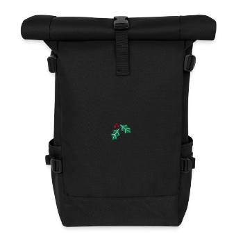 Kornelkirsche bestickt - Rolltop Rucksack - Schwarz - Vorne