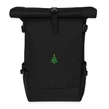 Weihnachtsbaum bestickt - Rolltop Rucksack - Schwarz - Vorne