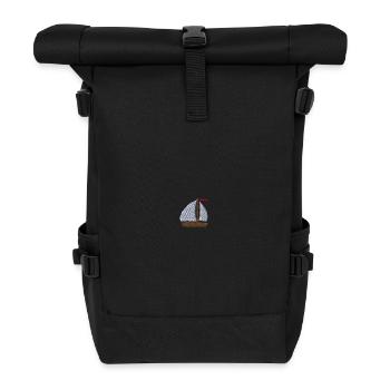 Segelboot bestickt - Rolltop Rucksack - Schwarz - Vorne