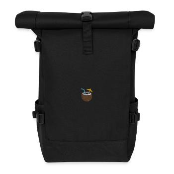 Coconut embroidered - Roll Top Backpack - black - Front