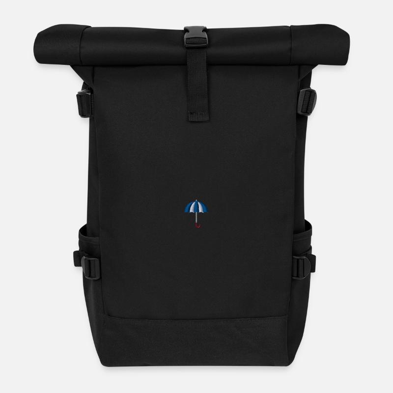 Regenschirm bestickt - Rolltop Rucksack - Schwarz