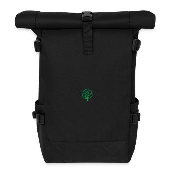 Baum bestickt - Rolltop Rucksack - Schwarz - Vorne