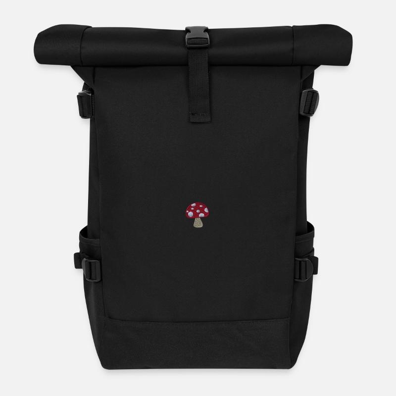 Pilz bestickt - Rolltop Rucksack - Schwarz
