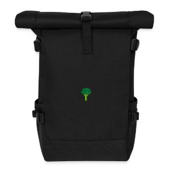 Brokkoli bestickt - Rolltop Rucksack - Schwarz - Vorne