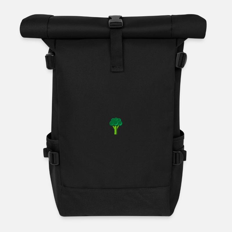 Brokkoli bestickt - Rolltop Rucksack - Schwarz