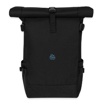Flamme Blau - Rolltop Rucksack - Schwarz - Vorne