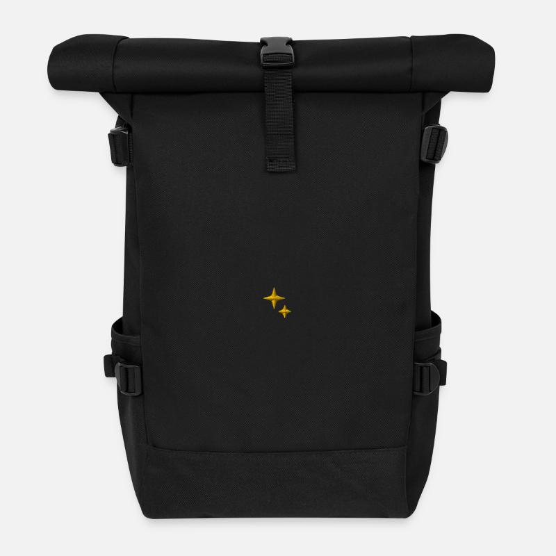 Sterne bestickt - Rolltop Rucksack - Schwarz