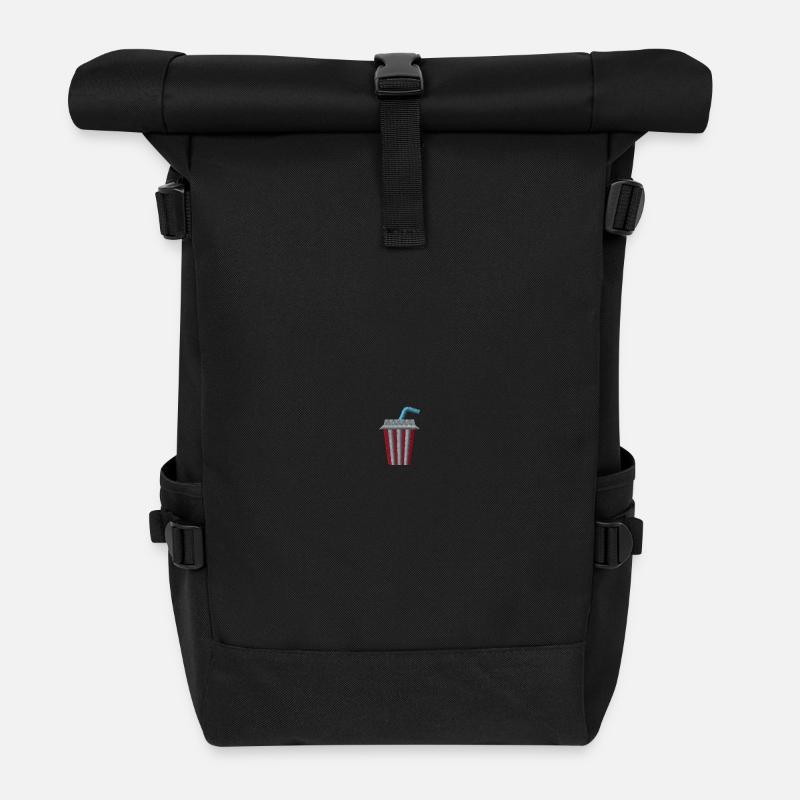 Limonadenbecher bestickt - Rolltop Rucksack - Schwarz