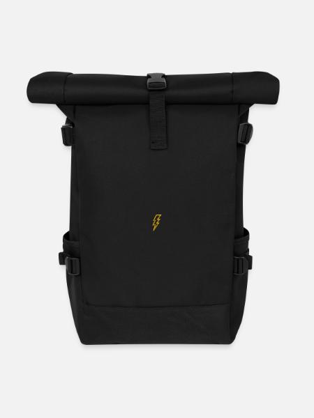 Blitz bestickt - Rolltop Rucksack - Schwarz