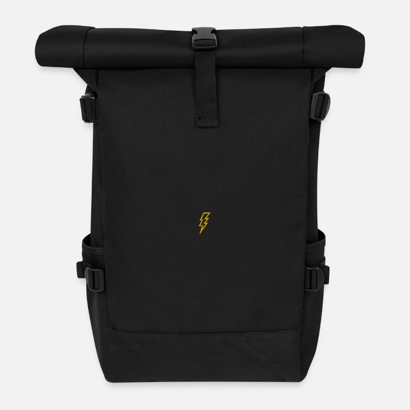 Blitz bestickt - Rolltop Rucksack - Schwarz