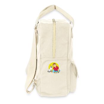 Boy is talking to a Siamese cat - Retro Backpack - natural - Right