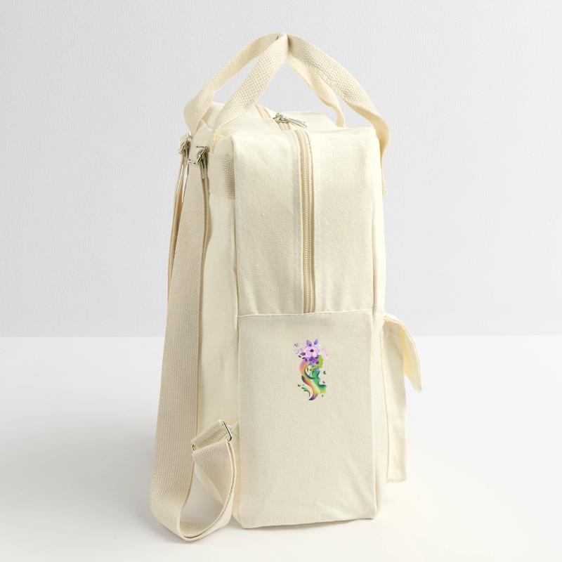 Ein Mädchen mit Blumen Schwebendes Mädchen Retro Rucksack