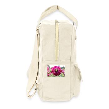 Dahlie rot violett Blüte ,Blume - Retro Rucksack - Naturweiß - Rechts