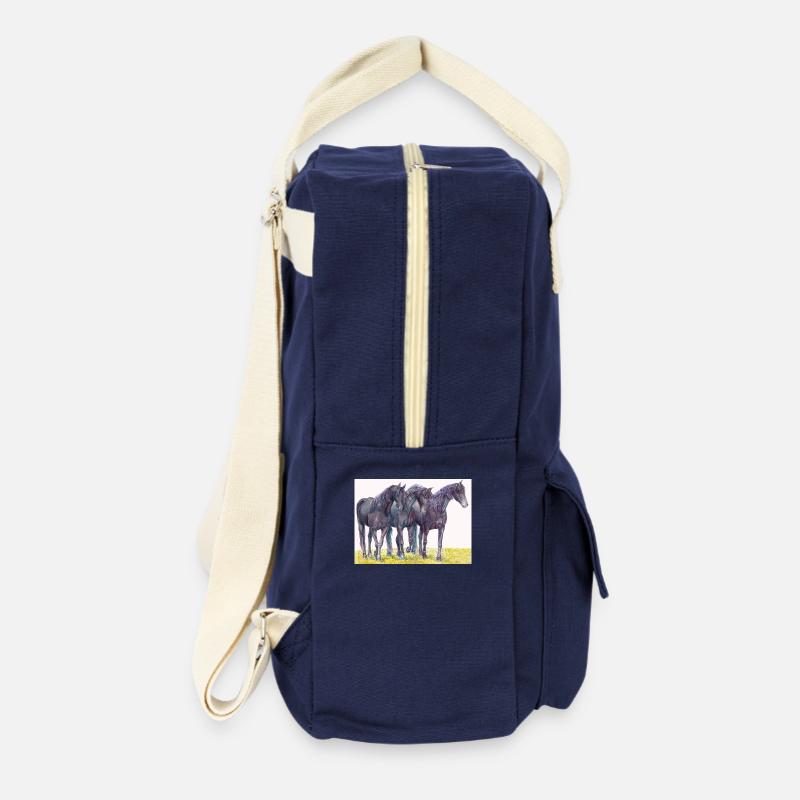 Friesenpferd Aufkleber - Retro Rucksack - Navy