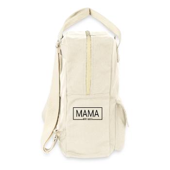 2023, werdende Mama, Schwangerschaftsankündigung - Retro Rucksack - Naturweiß - Rechts