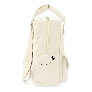 Mountainbiker fährt bergauf mit Spurlinie - Retro Rucksack - Naturweiß - Rechts