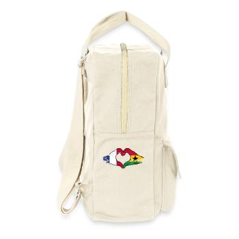 Drapeau de la France Ghana mains forme de coeur utilisé - Sac à dos rétro - blanc naturel - Droite