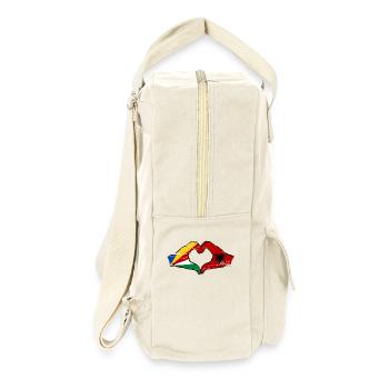 Seychelles Albanie Drapeau Mains Coeur Forme Utilisé - Sac à dos rétro - blanc naturel - Droite