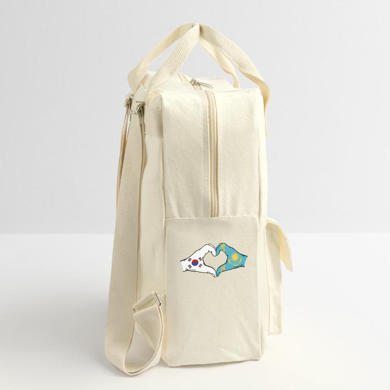 Corée du Sud Kazakhstan Drapeau Mains Coeur Forme Sac à dos rétro