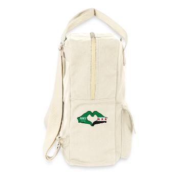Saudi Arabia Syria Flag Hands Heart Shape - Retro Backpack - natural - Right