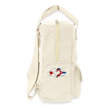 Japon Cuba Drapeau Mains Coeur Forme Utilisé - Sac à dos rétro - blanc naturel - Droite
