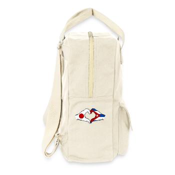 Japan Cuba Flag Hands Heart Shape - Retro Backpack - natural - Right