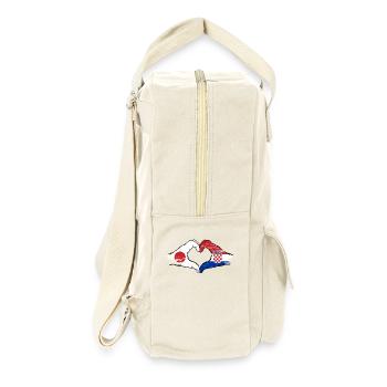 Japon Croatie Drapeau Mains Coeur Forme Utilisé - Sac à dos rétro - blanc naturel - Droite
