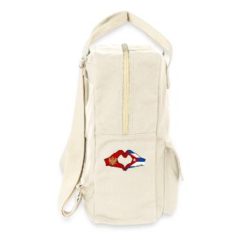 Montenegro Kuba Flagge Hände Herzform - Retro Rucksack - Naturweiß - Rechts