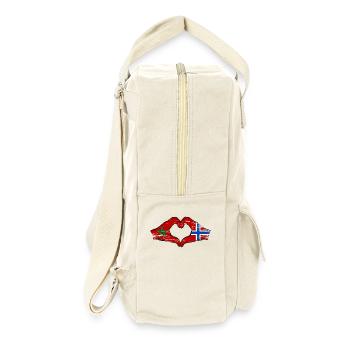 Morocco Norway Flag Hand Heart Shape Used - Retro Backpack - natural - Right