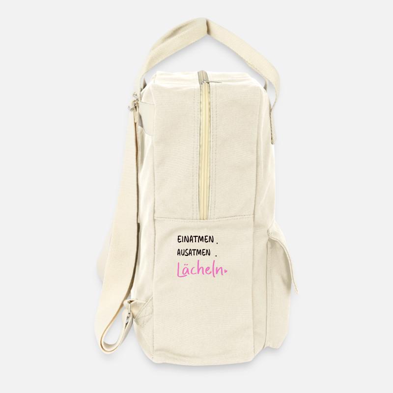 Inhale. Exhale. Smile - Sayings Statement - Retro Backpack - natural