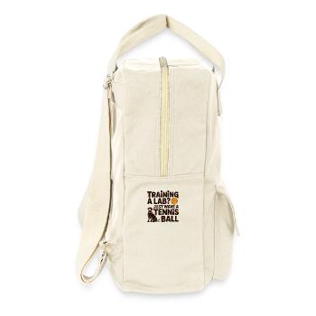 Labrador Training Tennisball Lustiger Hund - Retro Rucksack - Naturweiß - Rechts