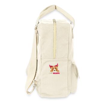 Niedlicher spähender Collie-Hund mit weihnachtlichen Hirschhörnern - Retro Rucksack - Naturweiß - Rechts